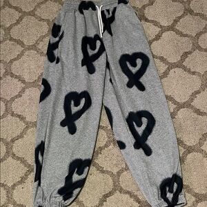 Kids Gray Heart Patterned Joggers